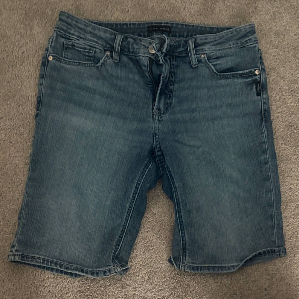 Silver Jeans Blue Denim Shorts with Button Fly